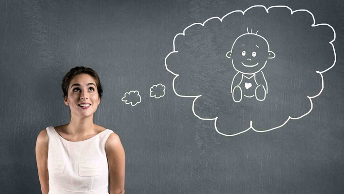 Woman thinking of a baby